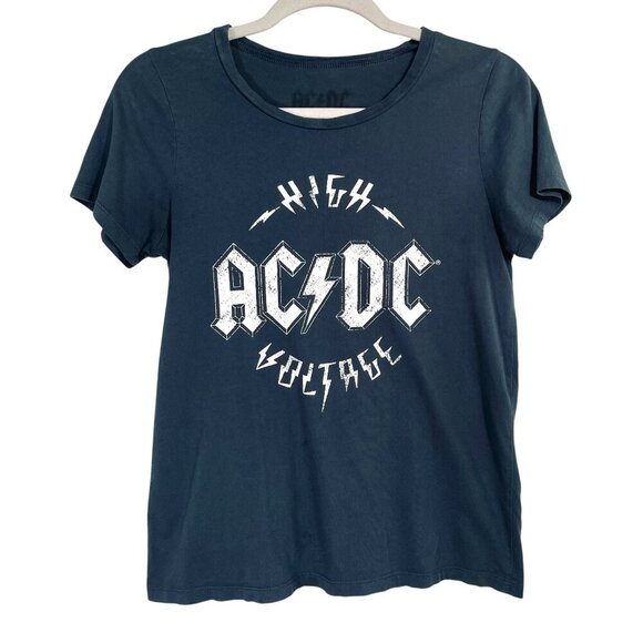 AC/DC Licensed Cotton Band Tee High Voltage Gray Women's Small Classic Rock - Picture 1 of 8